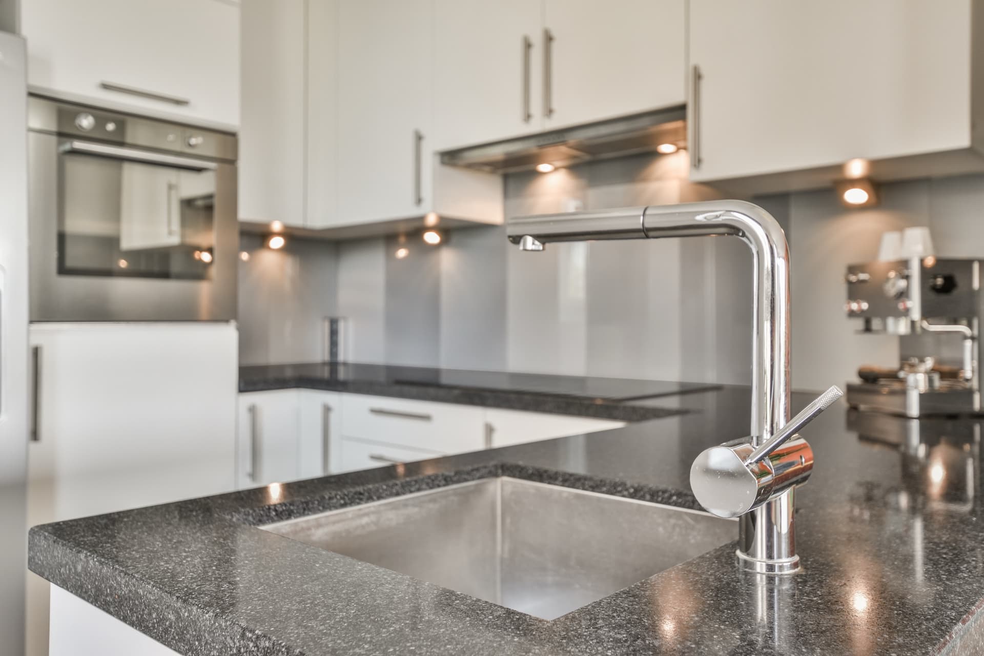 New granite countertop with undermount sink after a replacement